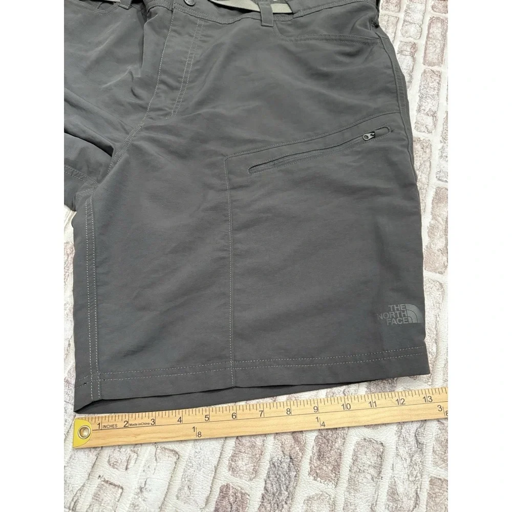 North Face Belted Shorts 100% Nylon Lightweight Hiking Gorp Gray 10